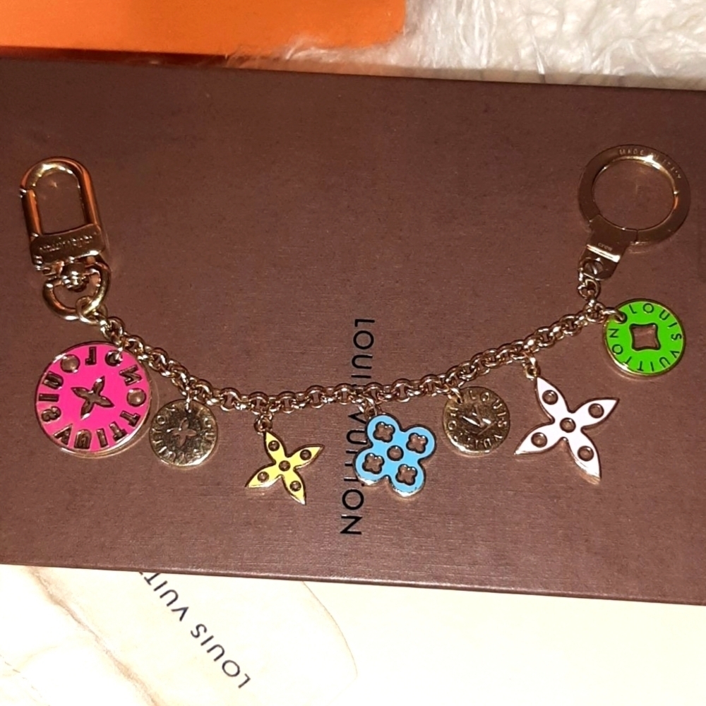 Louis Vuitton Authentic Monogram Multicolor Looping Chain Key Ring EUC - Picture 4 of 12